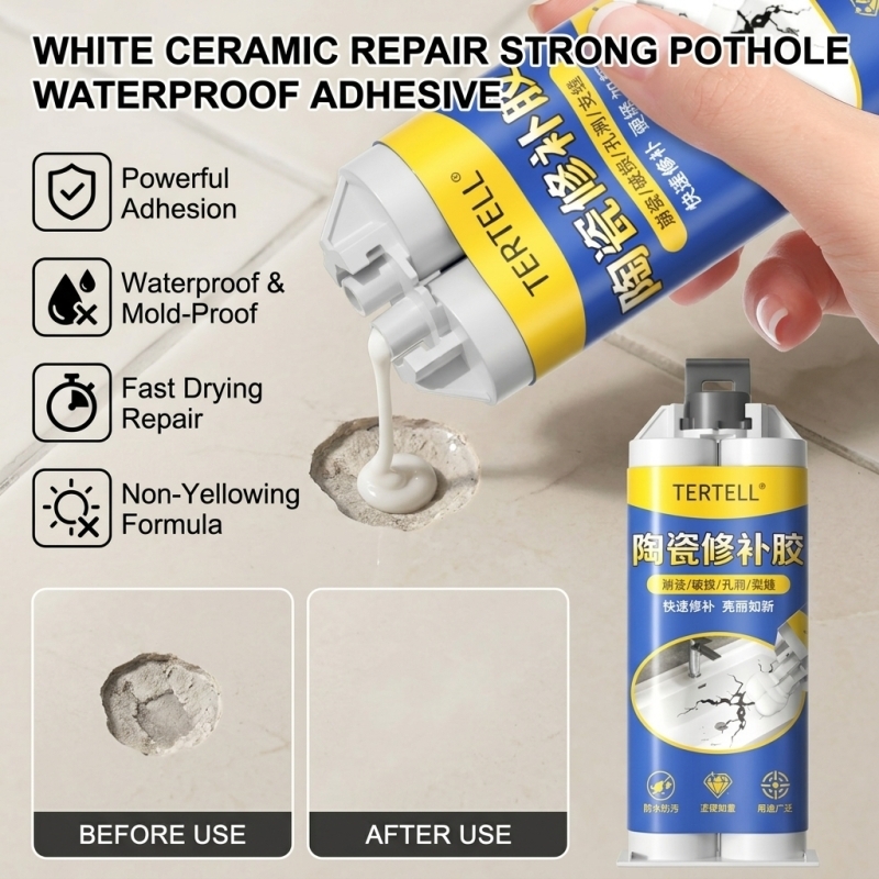 Tile Grout Repair - Adesivo de Reparação de Cerâmica Branca,